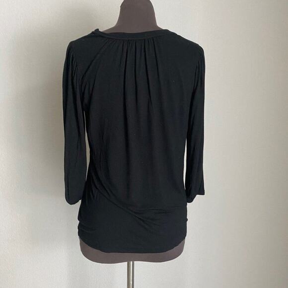 Gap sz XS 3/4 length sleeve V-neck hooded drawstring blouse‎ shirt - Picture 5 of 9